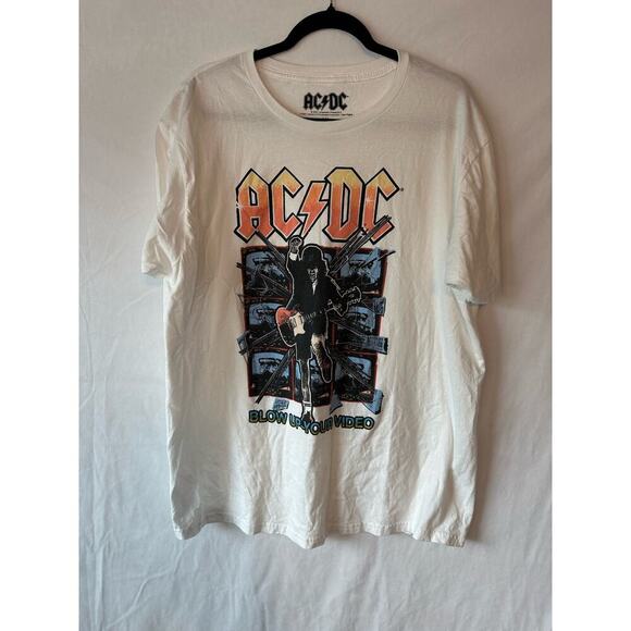 Ac/dc Other - AC DC Official Blow Up Your Video Men's White T-Shirt Size XL